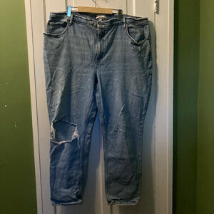 Women's Abercrombie & Fitch Plus 22 Light Wash Distressed '90s Straight Jeans